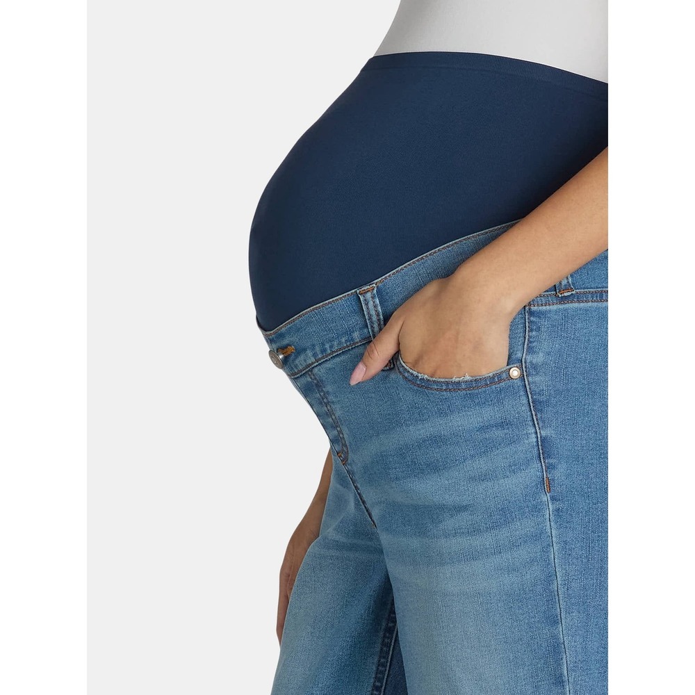 Time and Tru Straight Leg Jeans Womens Small 4-6 Maternity Comfort Belly Band - Picture 2 of 5